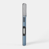 Silver Tropfens Monogram Blue Metallic iPhone 16 Hülle (Rechte Seite)