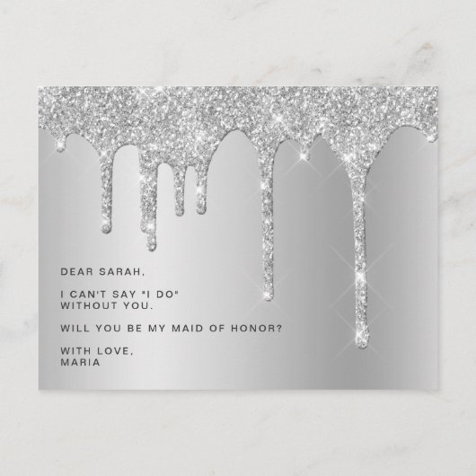 Silver Tropfens werden Sie meine Trauzeugin sein Einladungspostkarte (Rückseite)