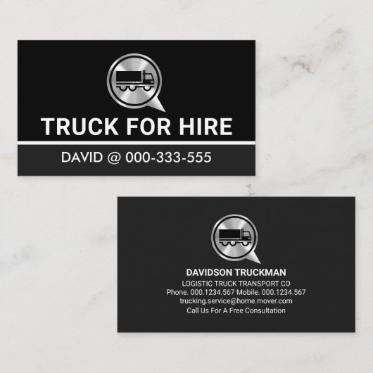Silver Truck Speech Trucker Visitenkarte (Vorne/Hinten)
