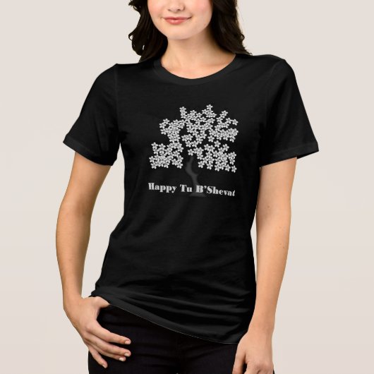 Silver Tu B'Shevat Blume Tree Tri-Blend Shirt (Vorderseite)