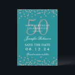 Silver Turquoise 50. Geburtstag Rett Datum & Detai Einladung<br><div class="desc">Elegantes "50th Birthday Party" Design mit Imitats Glitzer Konfetti & Details Text. Einfach zu bedienen und leicht zu personalisieren. Bestelle noch heute!</div>