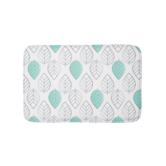Silver & Turquoise Chic & Modern Leaf Design Badematte (Vorderseite)