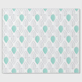 Silver & Turquoise Chic & Modern Leaf Design Geschenkpapier (Flach)