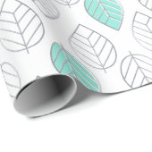 Silver & Turquoise Chic & Modern Leaf Design Geschenkpapier (Rolleneckpunkt)