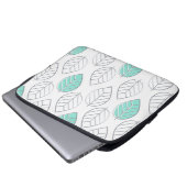 Silver & Turquoise Chic & Modern Leaf Design Laptopschutzhülle (Vorne Knopf)