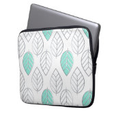 Silver & Turquoise Chic & Modern Leaf Design Laptopschutzhülle (Vorderseite Links)