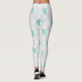 Silver & Turquoise Chic & Modern Leaf Design Leggings (Rückseite)