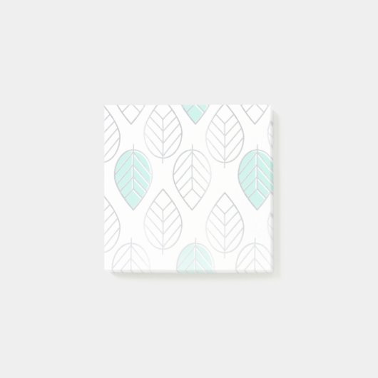 Silver & Turquoise Chic & Modern Leaf Design Post-it Klebezettel (Vorderseite)