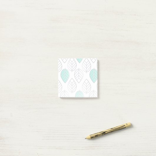 Silver & Turquoise Chic & Modern Leaf Design Post-it Klebezettel (Auf Schreibtisch)