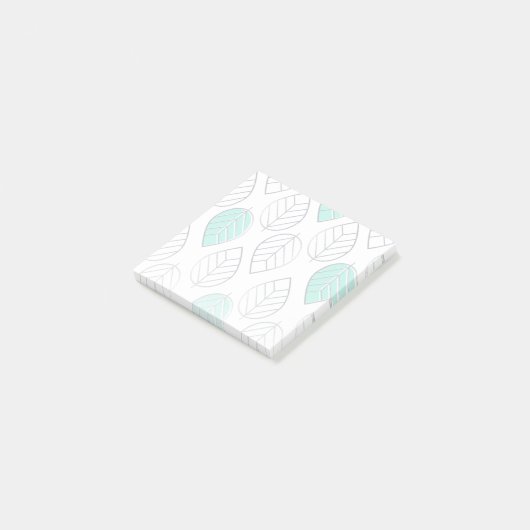 Silver & Turquoise Chic & Modern Leaf Design Post-it Klebezettel (angewinkelt)