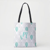 Silver & Turquoise Chic & Modern Leaf Design Tasche (Vorderseite)