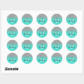 Silver Turquoise Glitzer Ombre Mit Monogramm Runder Aufkleber (Blatt)
