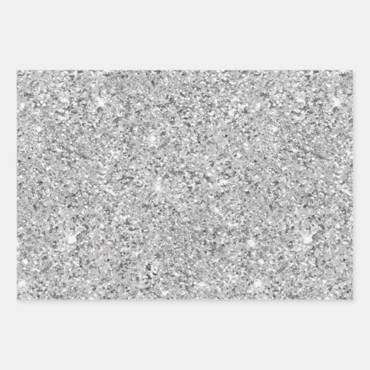 Silver Turquoise Glitzer Streifen Geschenkpapier Set (Vorderseite 3)