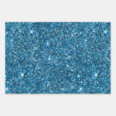 Silver Turquoise Glitzer Streifen Geschenkpapier Set (Vorderseite 2)