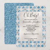 Silver Turquoise Pearl Glitzer Mermaid Einladung (Vorne/Hinten)