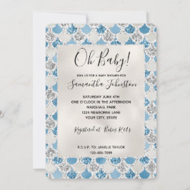 Silver Turquoise Pearl Glitzer Mermaid Einladung