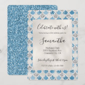 Silver Turquoise Pearl Glitzer Mermaid Einladung (Vorne/Hinten)