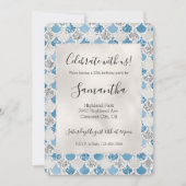 Silver Turquoise Pearl Glitzer Mermaid Einladung (Vorderseite)