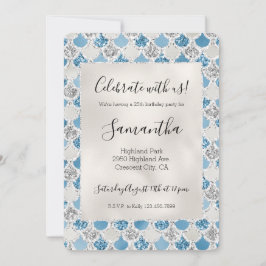 Silver Turquoise Pearl Glitzer Mermaid Einladung