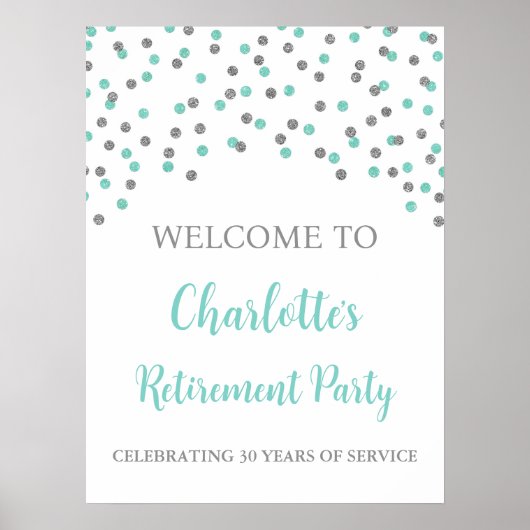Silver Turquoise Retirement Party Custom 18x24 Poster (Vorne)