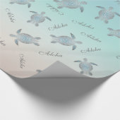 Silver Turquoise Sea Turtles Aloha Coastal Geschenkpapier (Ecke)