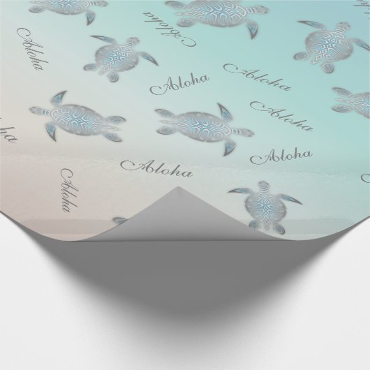 Silver Turquoise Sea Turtles Aloha Coastal Geschenkpapier (Ecke)