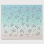 Silver Turquoise Sea Turtles Aloha Coastal Geschenkpapier (Flach)