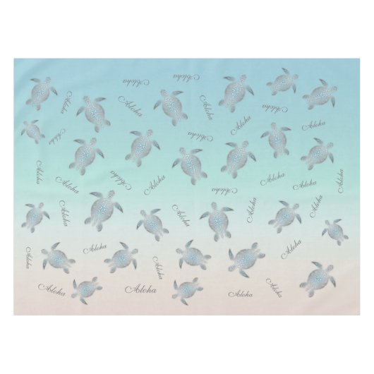 Silver Turquoise Sea Turtles Aloha Coastal Tischdecke (Vorderseite (Horizontal))
