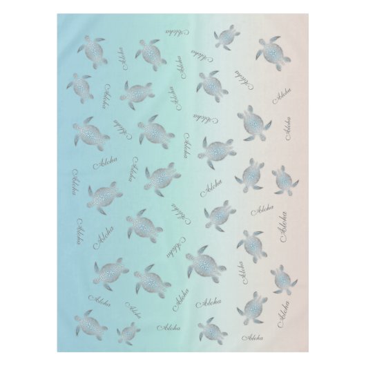 Silver Turquoise Sea Turtles Aloha Coastal Tischdecke (Vorderseite)