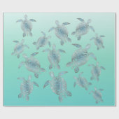 Silver Turquoise Sea Turtles Coastgestelle Geschenkpapier (Flach)