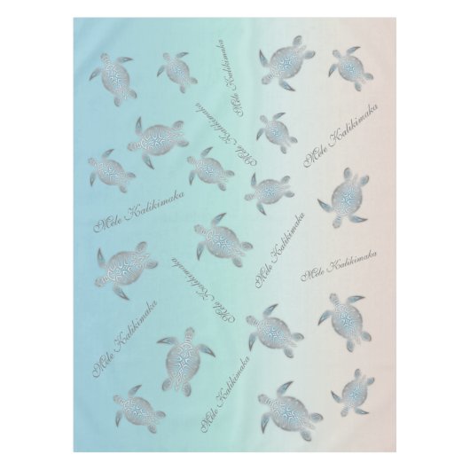 Silver Turquoise Sea Turtles Küstenmuster Tischdecke (Vorderseite)
