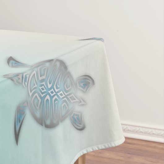 Silver Turquoise Sea Turtles Küstenmuster Tischdecke (Beispiel)