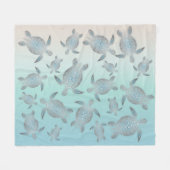 Silver Turquoise Sea Turtles Pattern Coastal Fleecedecke (Vorderseite (Horizontal))