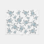 Silver Turquoise Sea Turtles Pattern Coastal Fleecedecke (Vorderseite (Horizontal))