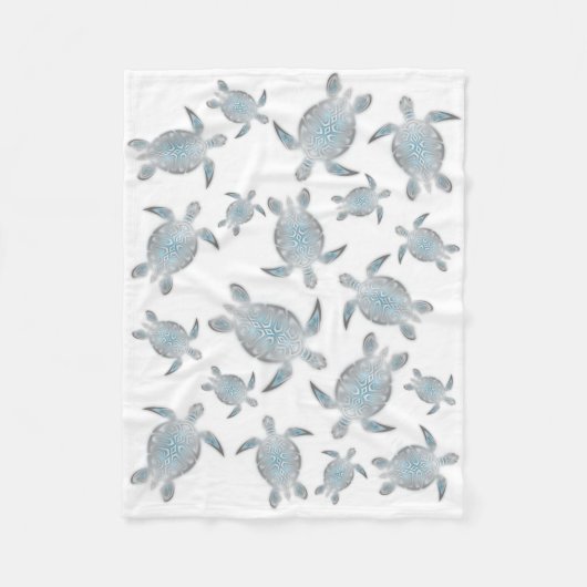 Silver Turquoise Sea Turtles Pattern Coastal Fleecedecke (Vorderseite)
