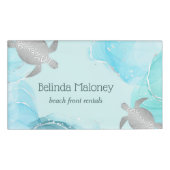 Silver Turtle Blue Ink Coastal Namenschild (Vorderseite)