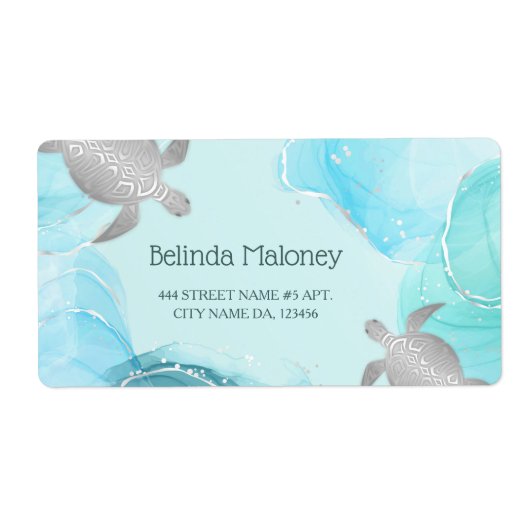 Silver Turtle Blue Ink Coastal QR Code (Vorne)