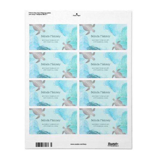 Silver Turtle Blue Ink Coastal QR Code (Vorne)