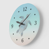 Silver Turtle Coastal Beach Stil Moderne Zahlen Große Wanduhr (Winkel)