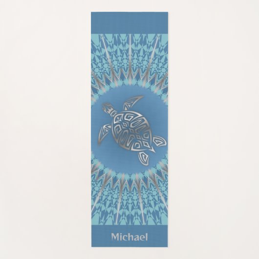 "Silver Turtle Radiance" | Monogram Beach Yogamatte (Vorderseite)