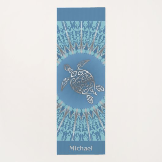 "Silver Turtle Radiance" | Monogram Beach Yogamatte (Rückseite)
