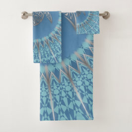 "Silver Turtle Radiance" | Tropical Mandala Badhandtuch Set