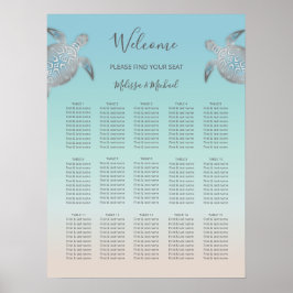 Silver Turtles Beach Hochzeitskarte Poster