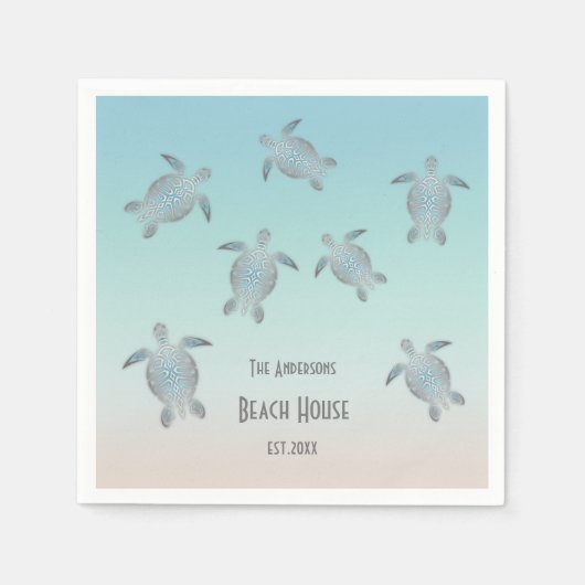 Silver Turtles Beach Style Custom Text Serviette (Vorderseite)