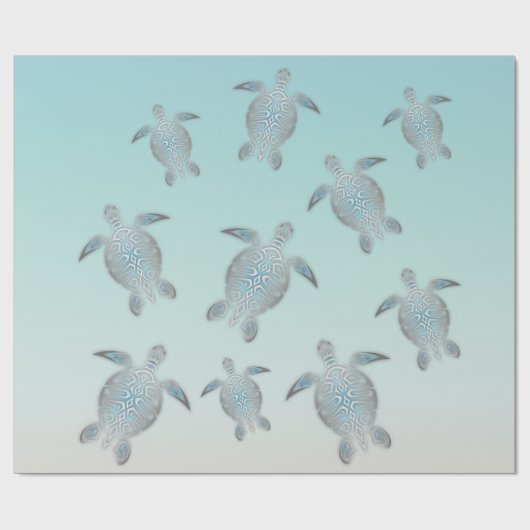Silver Turtles Beach Style Geschenkpapier (Flach)