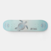 Silver Turtles Beach Style Monogram Coastal  Skate Skateboard (Horizontal)