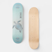 Silver Turtles Beach Style Monogram Coastal  Skate Skateboard (Vorderseite)