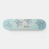 Silver Turtles Beach Style Monogram Coastal Skateboard (Horizontal)