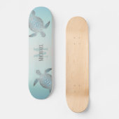 Silver Turtles Beach Style Monogram Dein Name Skateboard (Vorderseite)
