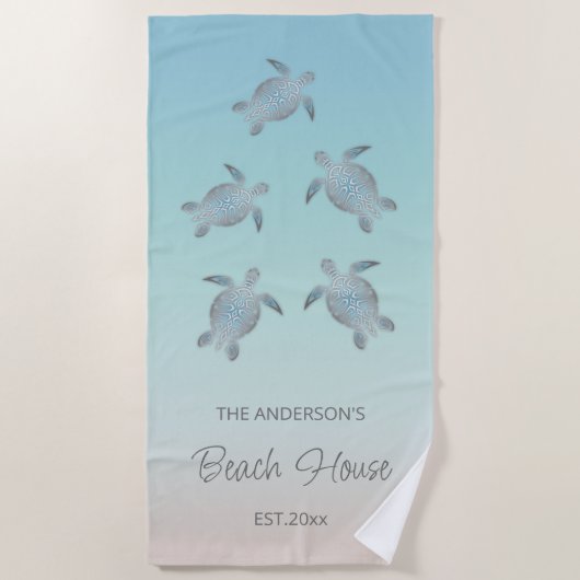 Silver Turtles Beach Style Strandtuch (Vorderseite)